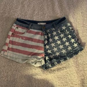 High Rise Red White & Blue Shorts